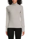 Andrew Marc Women's Glitter Turtleneck Rib-knit Sweater In Metallic Grey