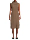 Andrew Marc Women's Heathered Ribbed Midi Dress In Mocha