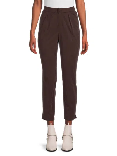 Andrew Marc Women's High Rise Pleated Pants In Espresso