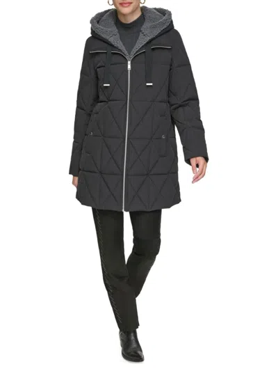 Andrew Marc Women's Islee Faux Shearling Hooded Puffer Coat