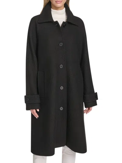 Andrew Marc Women's Jupiter Wool Blend Balmaccan Coat In Black