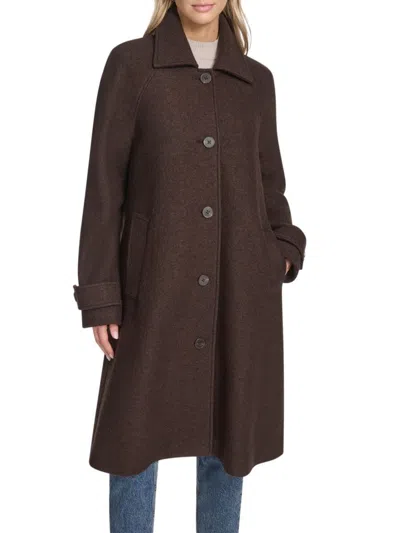 Andrew Marc Women's Jupiter Wool Blend Balmaccan Coat In Brown