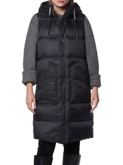 Andrew Marc Women's Kerr Long Quilted Puffer Vest In Black