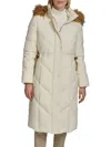 Andrew Marc Lennox Hooded Puffer Coat With Faux Fur Trim In Linen