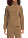 Andrew Marc Women's Luxe Ribbed Mock Turtleneck Pullover In Brown