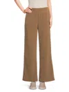 Andrew Marc Women's Luxe Ribbed Wide-leg Pants In Brown