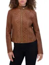 Andrew Marc Quilted Panel Leather Jacket In Cognac