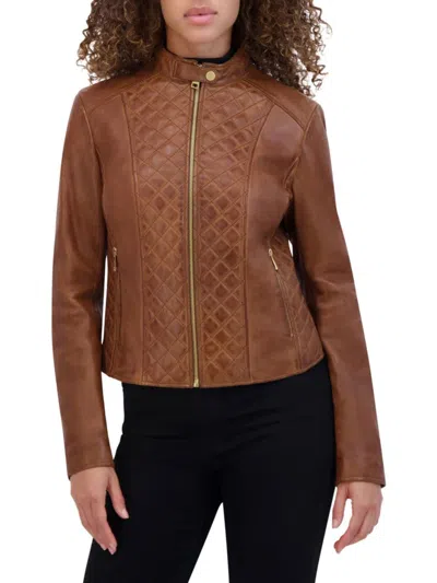 ANDREW MARC WOMEN'S MARLETTE QUILTED LAMB LEATHER MOTO JACKET