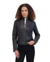 Andrew Marc Quilted Panel Leather Jacket In Black