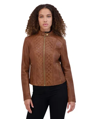 Andrew Marc Women's Marlette Quilted Lamb Leather Scuba In Brown