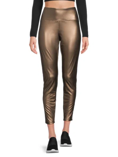 Andrew Marc Women's Metallic Cropped Pants In Bronze