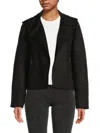 Andrew Marc Women's Notch Lapel Faux Suede Open Jacket In Black