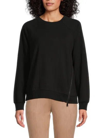 Andrew Marc Women's Python Effect Zip Sweatshirt In Black