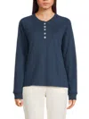 Andrew Marc Women's Raglan Sleeve Fleece Sweatshirt In Blue