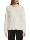 Andrew Marc Women's Raglan Sleeve Fleece Sweatshirt In Off White