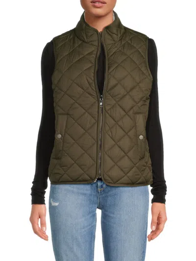 Andrew Marc Women's Reversible Quilted Vest In Green