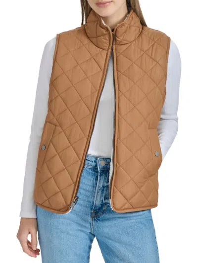 Andrew Marc Women's Reversible Quilted Vest In Khaki