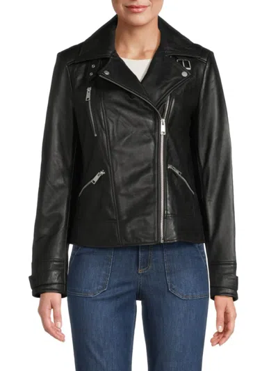 Andrew Marc Women's Salla Lamb Leather Moto Jacket In Black