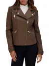 Andrew Marc Women's Salla Lamb Leather Moto Jacket In Walnut