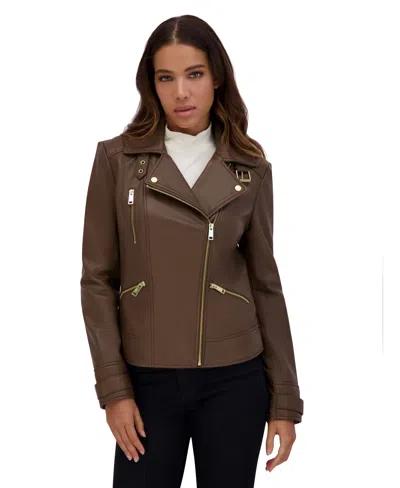 Andrew Marc Women's Salla Smooth Asymmetrical Lamb Leather Moto Jacket
