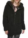 Andrew Marc New York Seneca Hooded Faux Sherpa Parka In Black