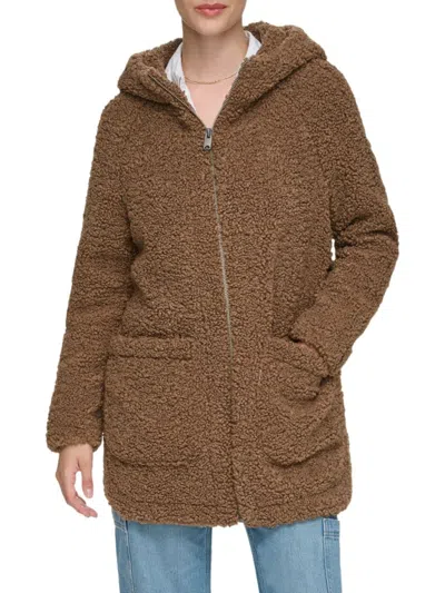 Andrew Marc Women's Seneca Faux Fur Teddy Coat In Walnut