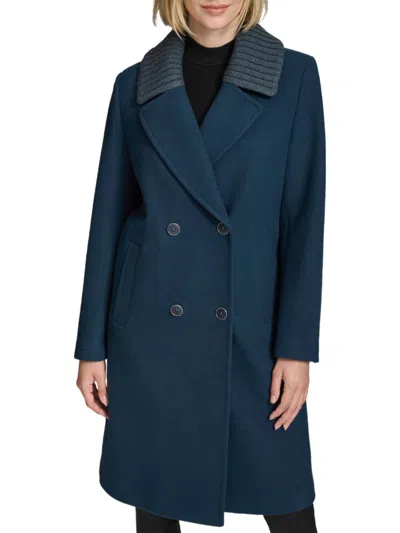Andrew Marc Women's Sloane Walker Textured Wool Blend Coat In Midnight Blue