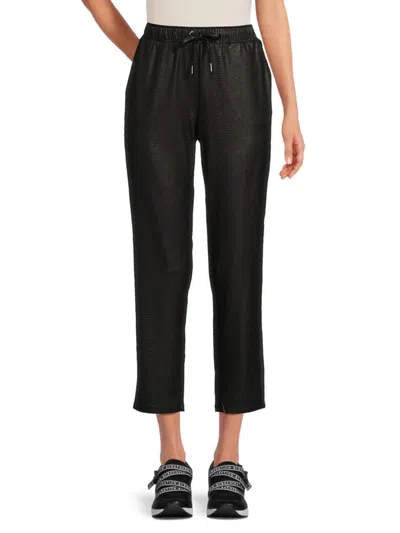 Andrew Marc Women's Snake Print Drawstring Cropped Pants In Black