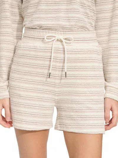 Andrew Marc Women's Striped Drawstring Shorts In Oatmeal