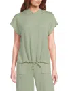Andrew Marc Women's Striped Tie-waist Hooded Top In Green