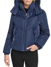 Andrew Marc Women's Tayte Mixed Media Hooded Puffer Jacket In Blue