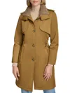 Andrew Marc Women's Teagan Faux Shearling Single-breasted Trench Coat In Brass