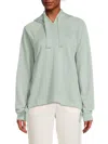 Andrew Marc Women's Tie-cuff Cotton-blend Hoodie In Green