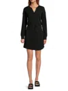 Andrew Marc Women's Tie Waist A Line Sweater Minidress In Black