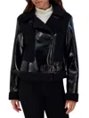 Andrew Marc Women's Udall Mixed Media Faux Fur Moto Jacket In Black
