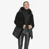 Andrew Marc Velvet Panel Hooded Puffer Jacket In Black