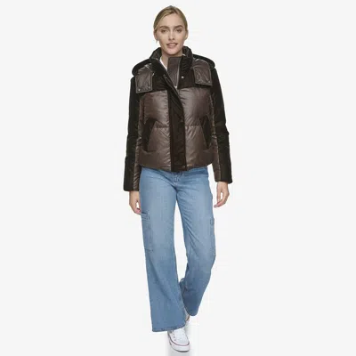 Andrew Marc Women's Vega Mixed Media Short Down Coat