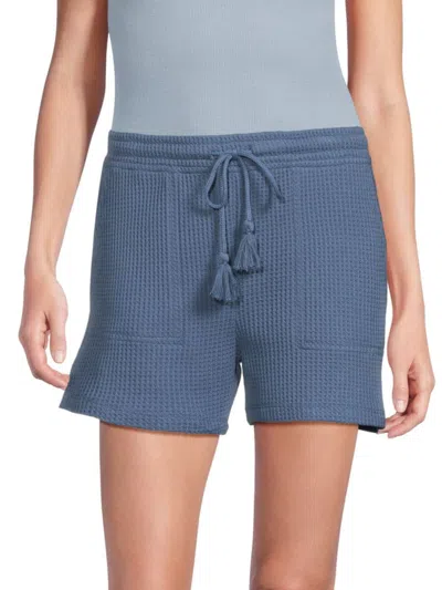 Andrew Marc Women's Waffle Knit Shorts In Sea Blue