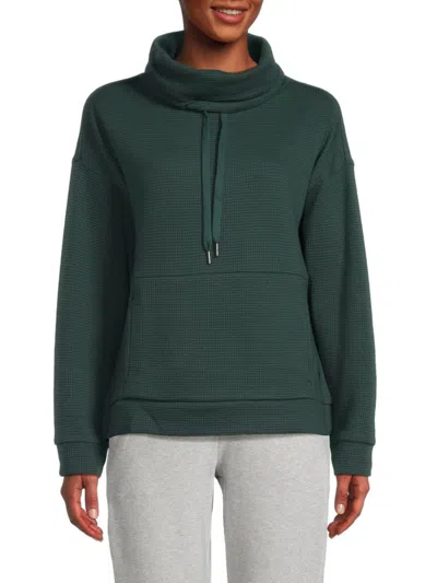 Andrew Marc Women's Waffle Knit Sweatshirt In Kale