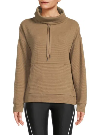 Andrew Marc Women's Waffle Knit Sweatshirt In Mushroom