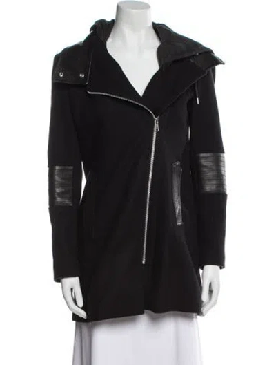 Pre-owned Andrew Marc Wool Biker Jacket In Black