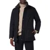 Andrew Marc Wool Blend Faux Fur Collared Jacket In Blue Heather