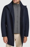 Andrew Marc Wool Blend Twill Car Coat In Navy