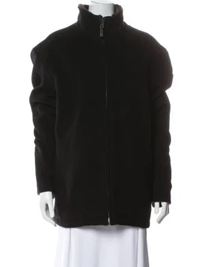 Pre-owned Andrew Marc Wool Faux Fur Coat In Black