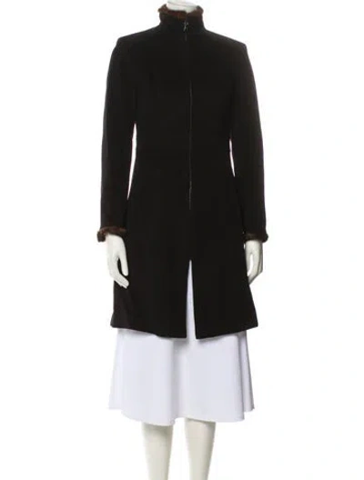 Pre-owned Andrew Marc Wool Fur Coat In Black