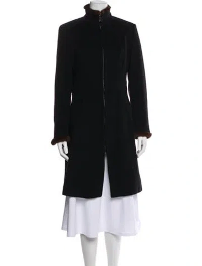 Pre-owned Andrew Marc Wool Fur Coat In Black
