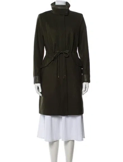 Pre-owned Andrew Marc Wool Trench Coat In Green