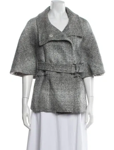 Pre-owned Andrew Marc Wool Tweed Pattern Jacket In Grey