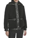 Andrew Marc Zepita Faux Shearling Bomber Jacket In Black