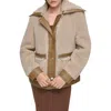 Andrew Marc Zepita Faux Shearling Bomber Jacket In Mushroom